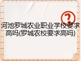 河池罗城农业职业学校要求高吗(罗城农校要求高吗)