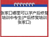 张家口哪里可以学产后修复培训中专生(产后修复培训张家口)