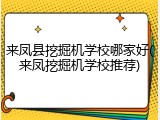 来凤县挖掘机学校哪家好(来凤挖掘机学校推荐)