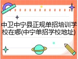 中卫中宁县正规单招培训学校在哪(中宁单招学校地址)