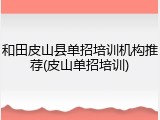 和田皮山县单招培训机构推荐(皮山单招培训)