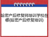 哈密产后修复师培训学校在哪(哈密产后修复培训)