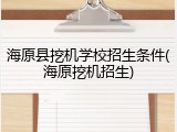 海原县挖机学校招生条件(海原挖机招生)