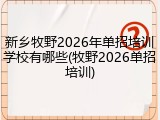 新乡牧野2026年单招培训学校有哪些(牧野2026单招培训)