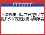 西夏哪里可以学开挖机?学费多少?(西夏挖机培训学费)