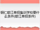 铜仁碧江单招集训学校要什么条件(碧江单招条件)