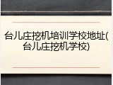 台儿庄挖机培训学校地址(台儿庄挖机学校)