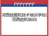 河西挖掘机技术培训学校(河西挖机培训)