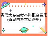 青岛大专自考本科报名费用(青岛自考本科费用)