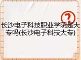 长沙电子科技职业学院是大专吗(长沙电子科技大专)