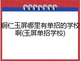 铜仁玉屏哪里有单招的学校啊(玉屏单招学校)