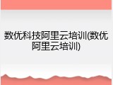 数优科技阿里云培训(数优阿里云培训)