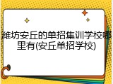 潍坊安丘的单招集训学校哪里有(安丘单招学校)