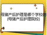 母猪产后护理是哪个学校的(母猪产后护理院校)