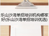 乐山沙湾单招培训机构哪家好(乐山沙湾单招培训优选)