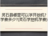 灵石县哪里可以学开挖机?学费多少?(灵石学挖机学费)