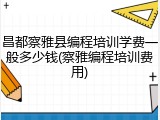 昌都察雅县编程培训学费一般多少钱(察雅编程培训费用)