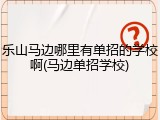 乐山马边哪里有单招的学校啊(马边单招学校)