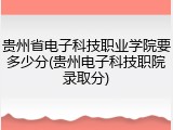 贵州省电子科技职业学院要多少分(贵州电子科技职院录取分)