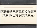 阿勒泰哈巴河县农校在哪里报名(哈巴河农校报名点)
