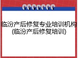 临汾产后修复专业培训机构(临汾产后修复培训)