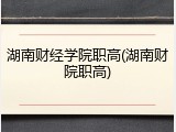 湖南财经学院职高(湖南财院职高)