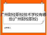 广州财经职校技术学校有哪些(广州财校职校)