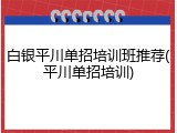 白银平川单招培训班推荐(平川单招培训)