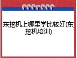 东挖机上哪里学比较好(东挖机培训)