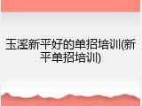 玉溪新平好的单招培训(新平单招培训)