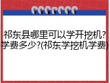 祁东县哪里可以学开挖机?学费多少?(祁东学挖机学费)
