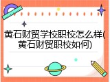 黄石财贸学校职校怎么样(黄石财贸职校如何)