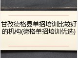 甘孜德格县单招培训比较好的机构(德格单招培训优选)