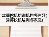 建邺挖机培训机构哪家好(建邺挖机培训哪家强)