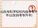 山东专科学校校内自考专升本(山东自考专升本)