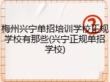 梅州兴宁单招培训学校正规学校有那些(兴宁正规单招学校)