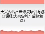 大兴安岭产后修复培训有哪些课程(大兴安岭产后修复课)