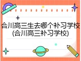 合川高三生去哪个补习学校(合川高三补习学校)