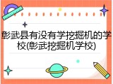 彰武县有没有学挖掘机的学校(彰武挖掘机学校)