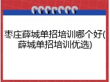 枣庄薛城单招培训哪个好(薛城单招培训优选)
