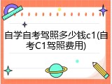 自学自考驾照多少钱c1(自考C1驾照费用)
