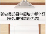 延安吴起县单招培训哪个好(吴起单招培训优选)