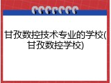 甘孜数控技术专业的学校(甘孜数控学校)