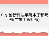 广东创新科技学院中职部师资(广东中职师资)