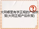 大同哪里有学正规的产后恢复(大同正规产后恢复)