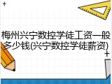 梅州兴宁数控学徒工资一般多少钱(兴宁数控学徒薪资)