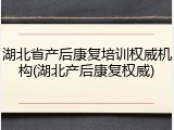 湖北省产后康复培训权威机构(湖北产后康复权威)