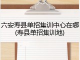 六安寿县单招集训中心在哪(寿县单招集训地)
