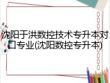 沈阳于洪数控技术专升本对口专业(沈阳数控专升本)