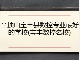 平顶山宝丰县数控专业最好的学校(宝丰数控名校)
